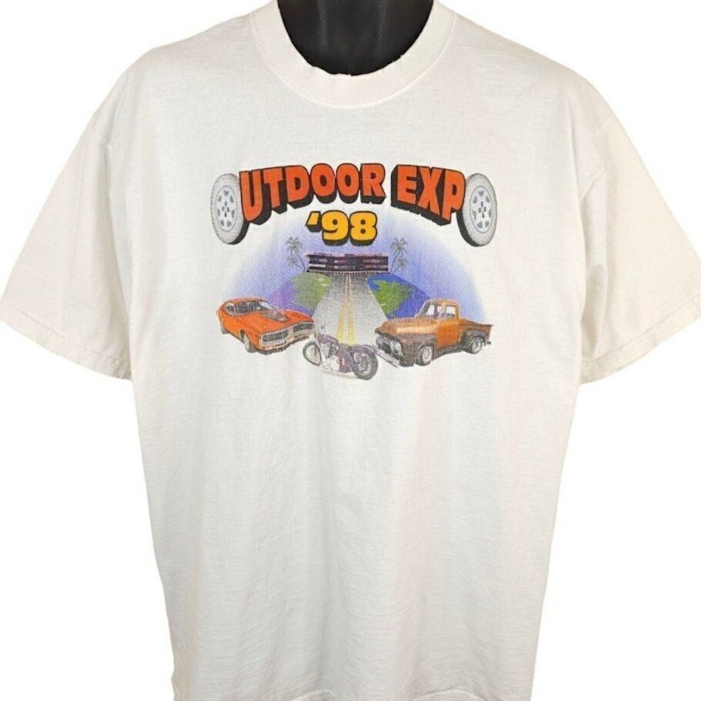 Car Show T Shirt Mens Size XL Vintage 90s Outdoor Expo NHRA Miller Brewing